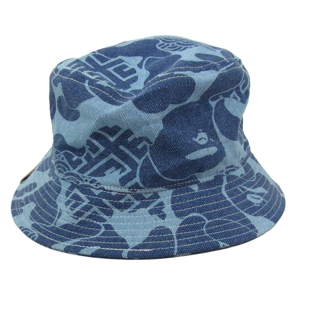 A BATHING APE アベイシングエイプ 001HTK201001M ASIA CAMO DENIM HAT アジアカモ デニム バケットハット 帽子 インディゴブルー系【中古】
