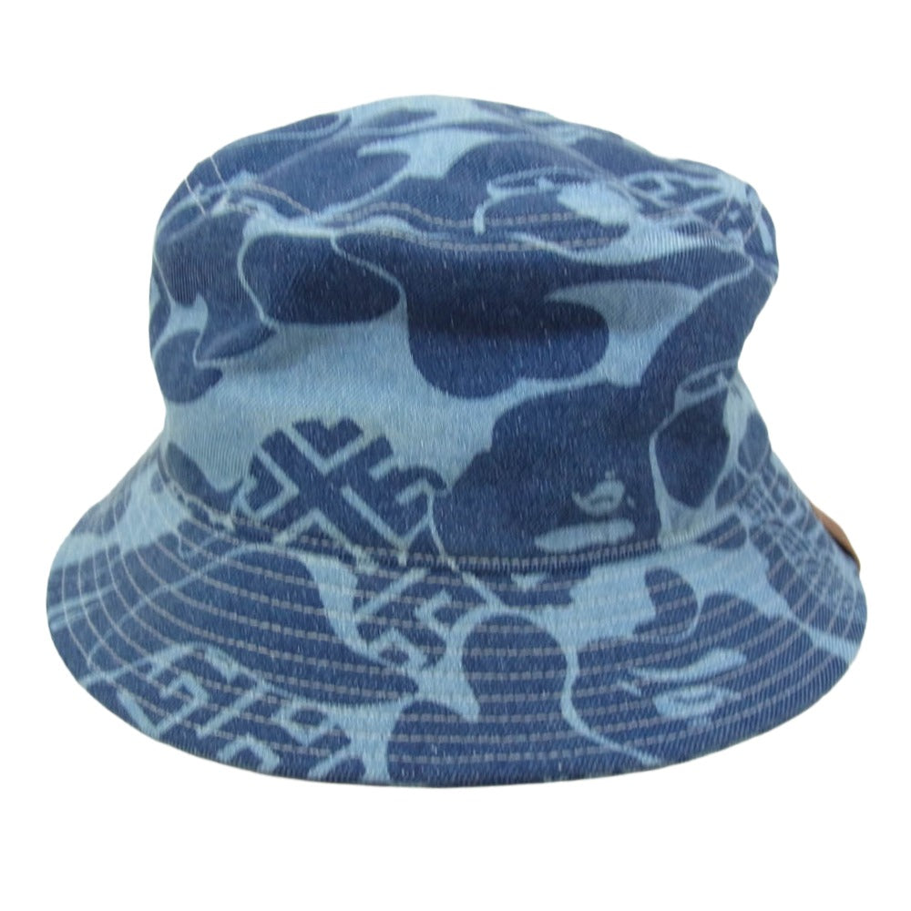 A BATHING APE アベイシングエイプ 001HTK201001M ASIA CAMO DENIM HAT アジアカモ デニム バケットハット 帽子 インディゴブルー系【中古】