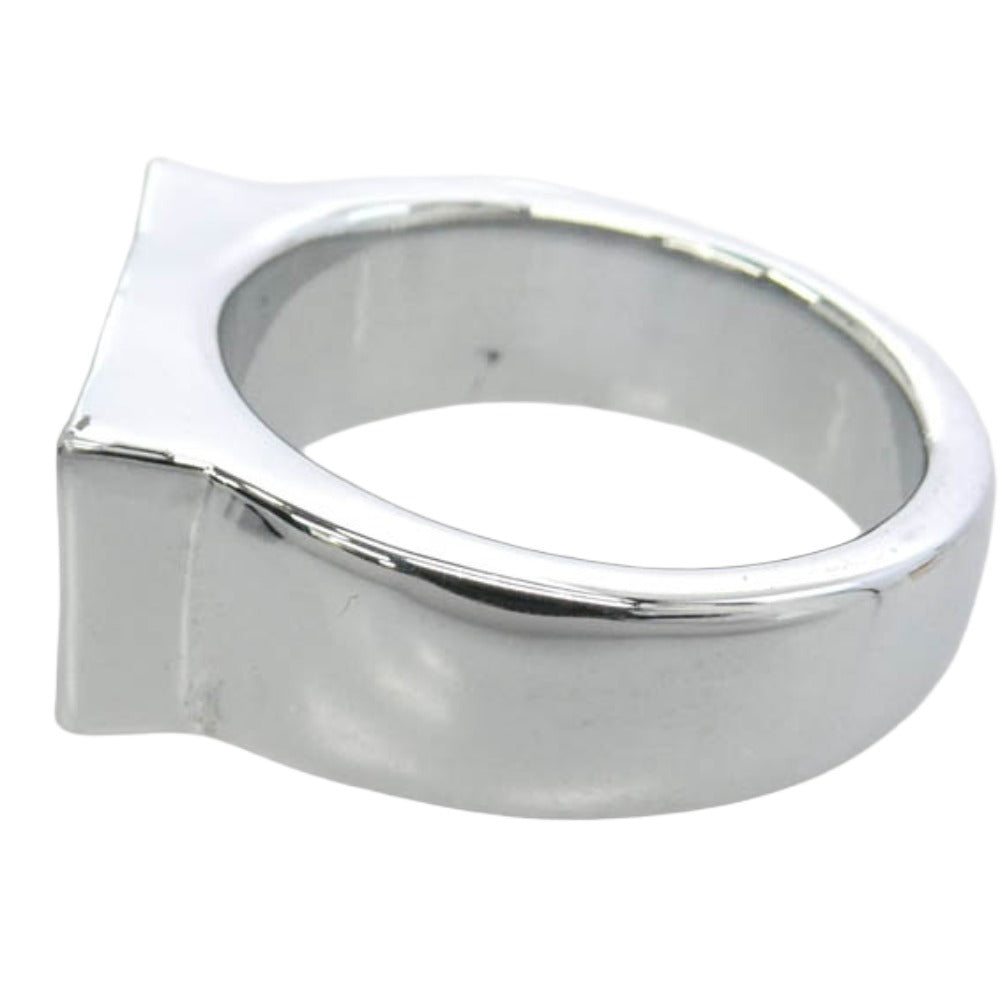 STUSSY ステューシー オールド Box logo Ring ボックス ロゴ 指輪 リング L/XL シルバー系 ブラック系 17.5号【美品】【中古】