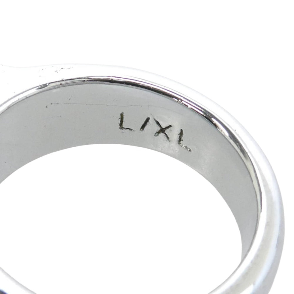 STUSSY ステューシー オールド Box logo Ring ボックス ロゴ 指輪 リング L/XL シルバー系 ブラック系 17.5号【美品】【中古】