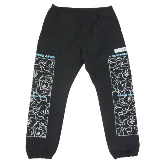 A BATHING APE アベイシングエイプ 001PTH801011M Rip Stop Track Pants サイドプリント リップストック トラックパンツ ブラック系 L【中古】