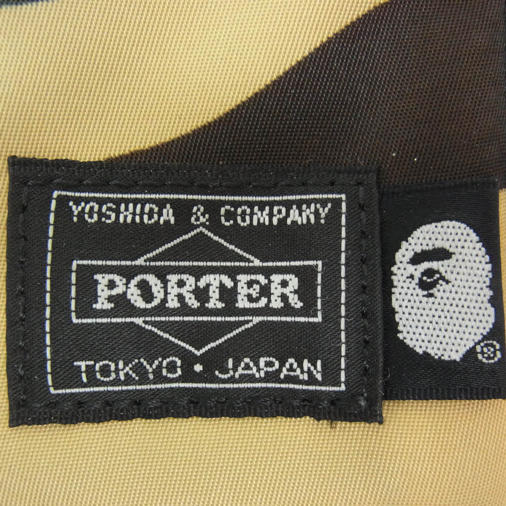 A BATHING APE アベイシングエイプ PORTER ポーター × PORTER ポーター 1ST CAMO WALLET カモ柄 迷彩 2つ折り財布 ウォレット カーキ系【中古】