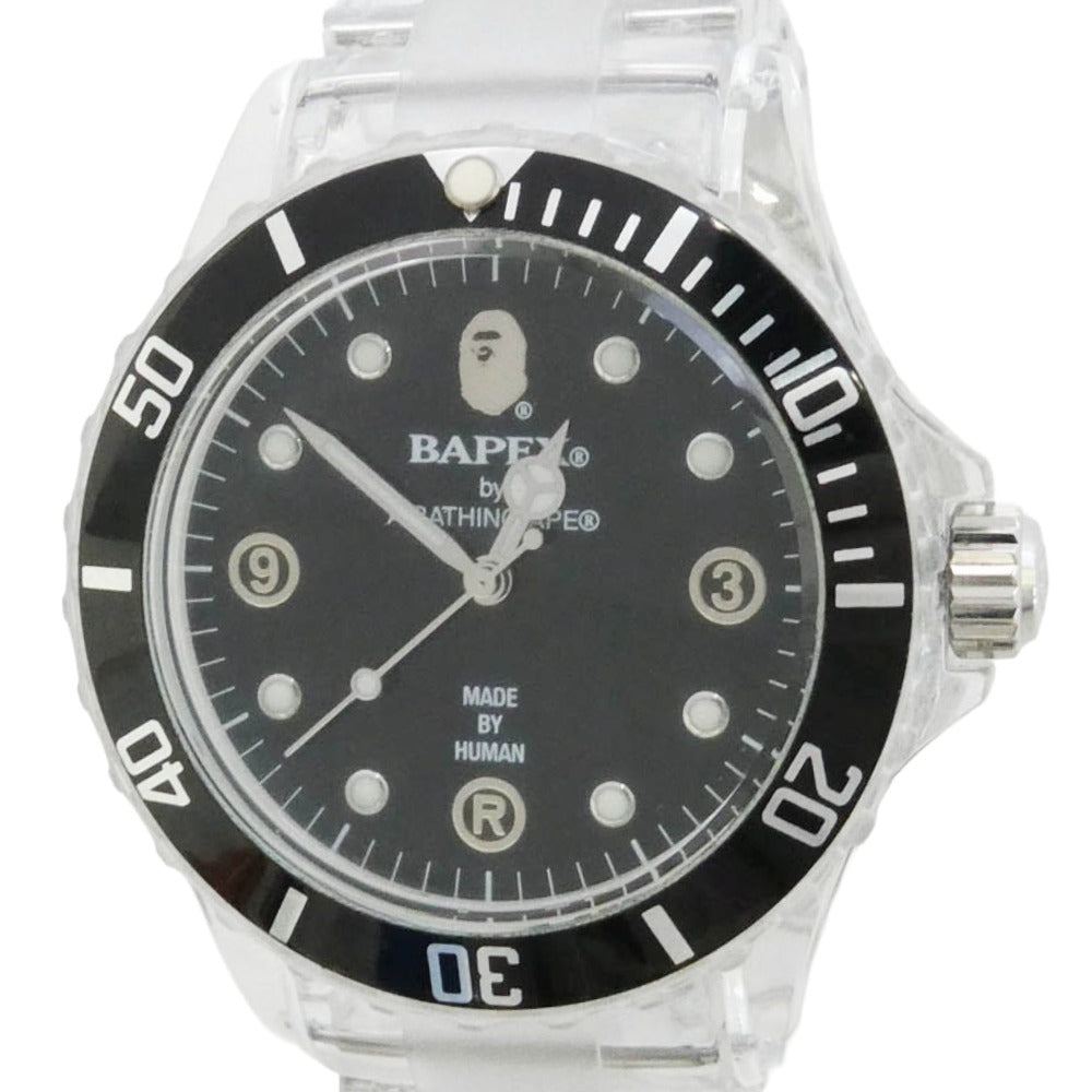 A BATHING APE アベイシングエイプ BAPEX CLEAR WATCH ベイペックス クリアウォッチ クオーツ 腕時計 クリア系【中古】