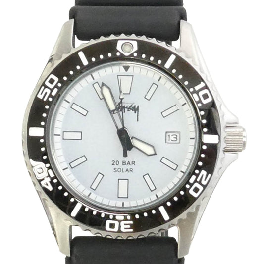 STUSSY ステューシー SEIKO セイコー V145-0CE0 × SEIKO セイコー 30周年記念モデル XXX Aqua Force アクアフォース ソーラー 腕時計 ブラック系 シルバー系【中古】