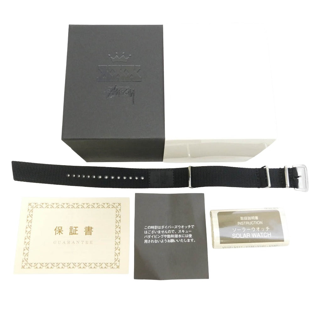 STUSSY ステューシー SEIKO セイコー V145-0CE0 × SEIKO セイコー 30周年記念モデル XXX Aqua Force アクアフォース ソーラー 腕時計 ブラック系 シルバー系【中古】