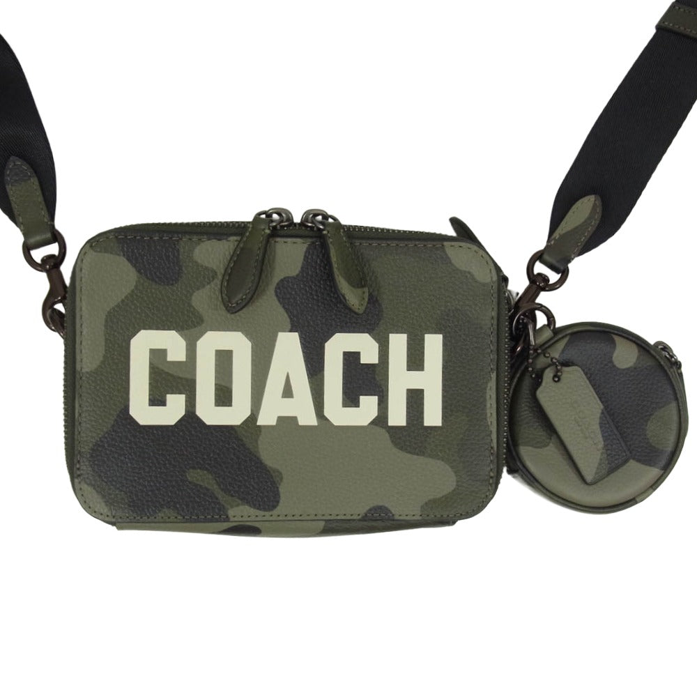 COACH コーチ CZ007 ポーチ付き チャーター クロスボディ 19 カモ プリント アンド グラフィック ショルダーバッグ カーキ系【中古】