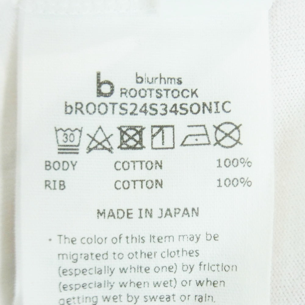 blurhms ROOTSTOCK ブラームスルーツストック bROOTS24S34SONIC SONIC YOUTH ソニックユース プリント 半袖 Tシャツ カットソー ホワイト系 3【中古】