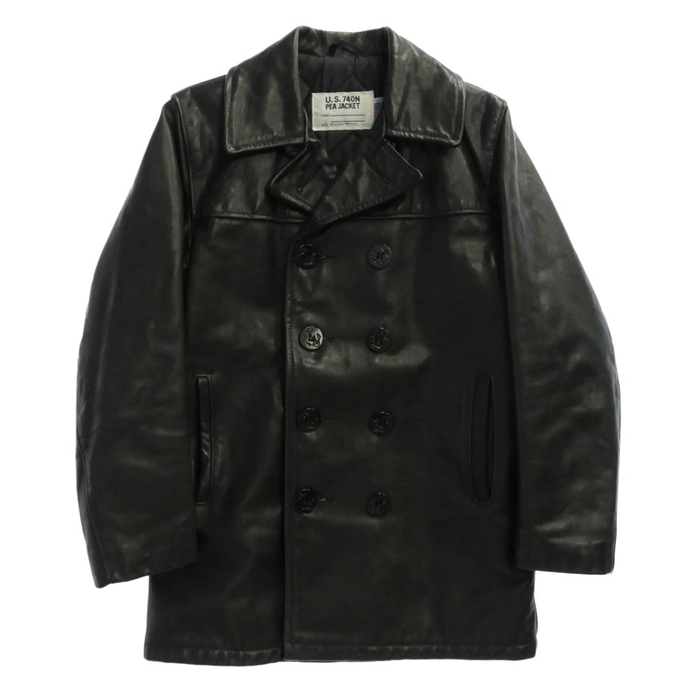 schott ショット USA製 U,S,74ON PEA JACKET レザー ジャケット ブラック系 34【中古】