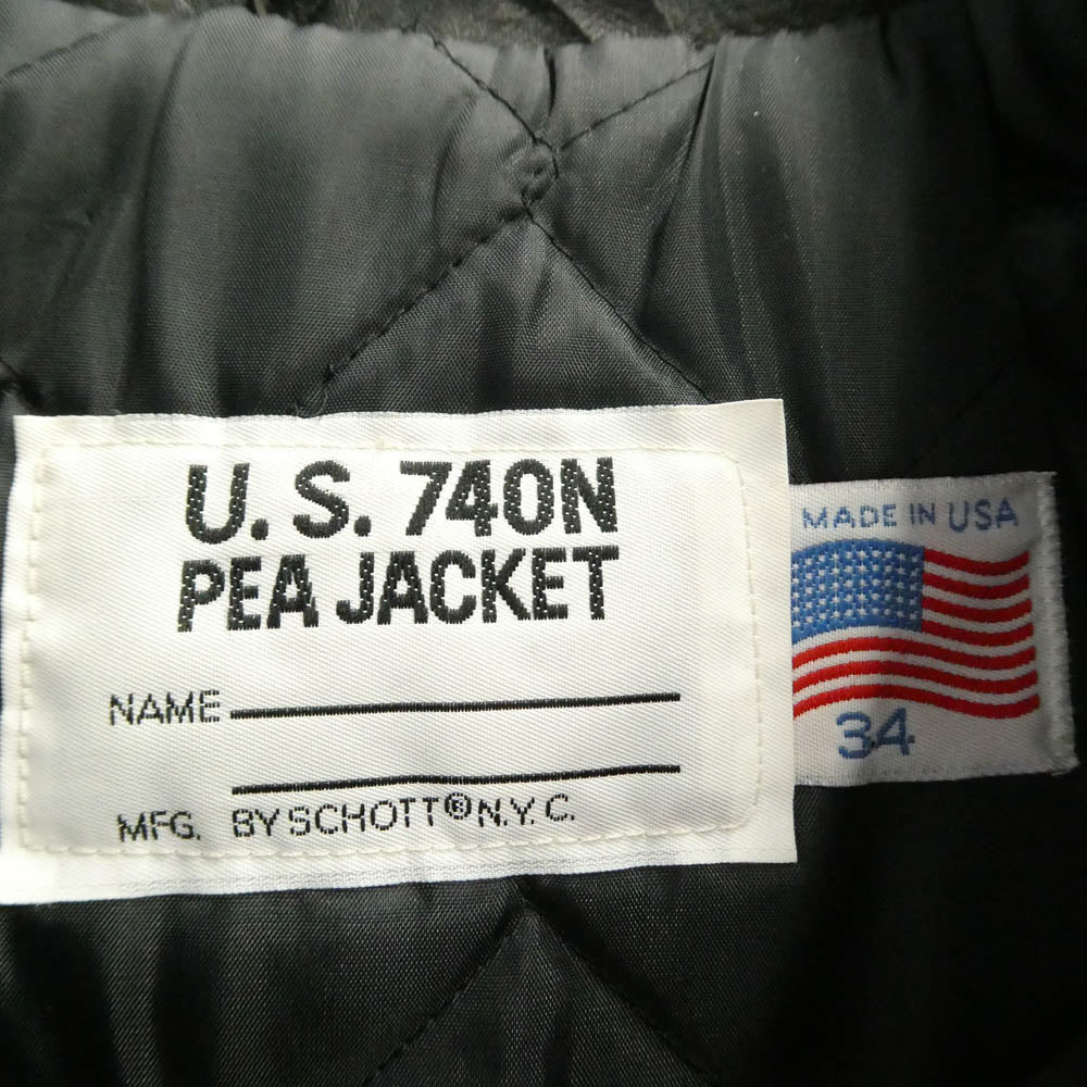 schott ショット USA製 U,S,74ON PEA JACKET レザー ジャケット ブラック系 34【中古】