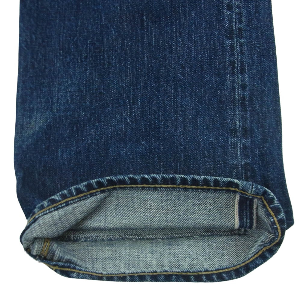 RRL ダブルアールエル ロゴ刺繍 セルビッチ ボタンフライ ダメージ加工 デニム パンツ インディゴブルー系 34 × 30【中古】