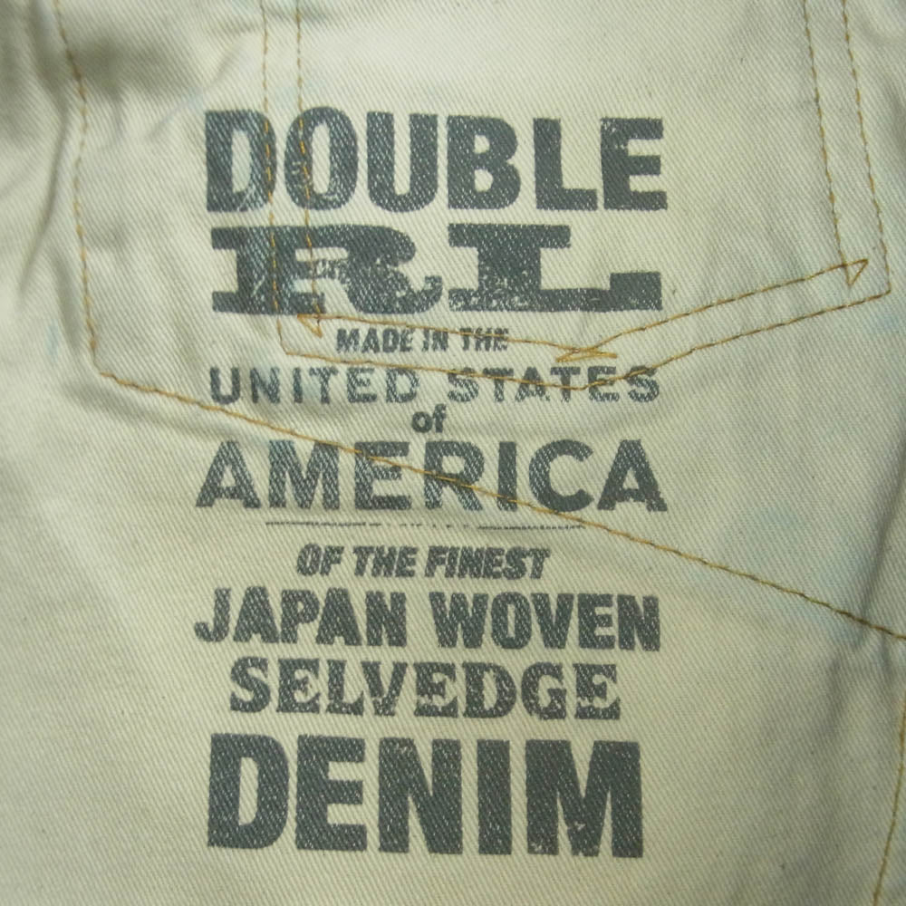 RRL ダブルアールエル ロゴ刺繍 セルビッチ ボタンフライ ダメージ加工 デニム パンツ インディゴブルー系 34 × 30【中古】