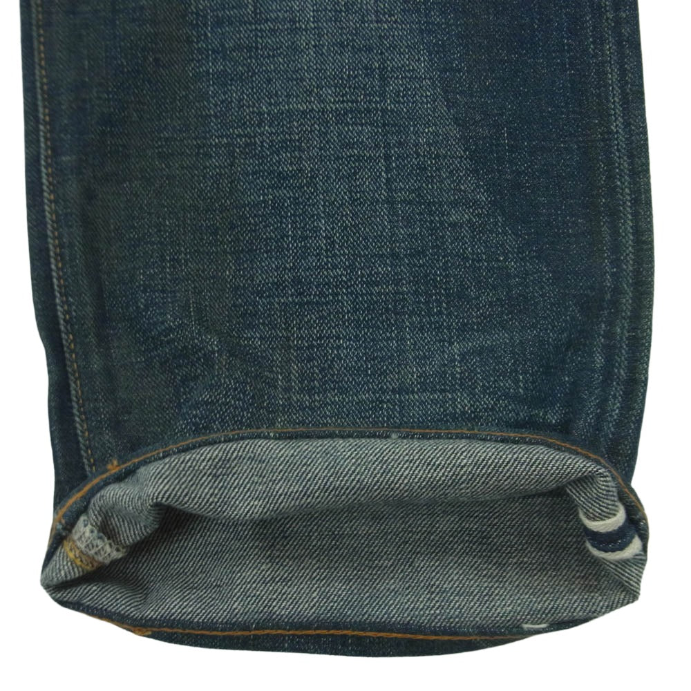 RRL ダブルアールエル ヴィンテージ加工 ロゴ刺繍 デニム パンツ コットン アメリカ製 インディゴブルー系 36 × 32【中古】