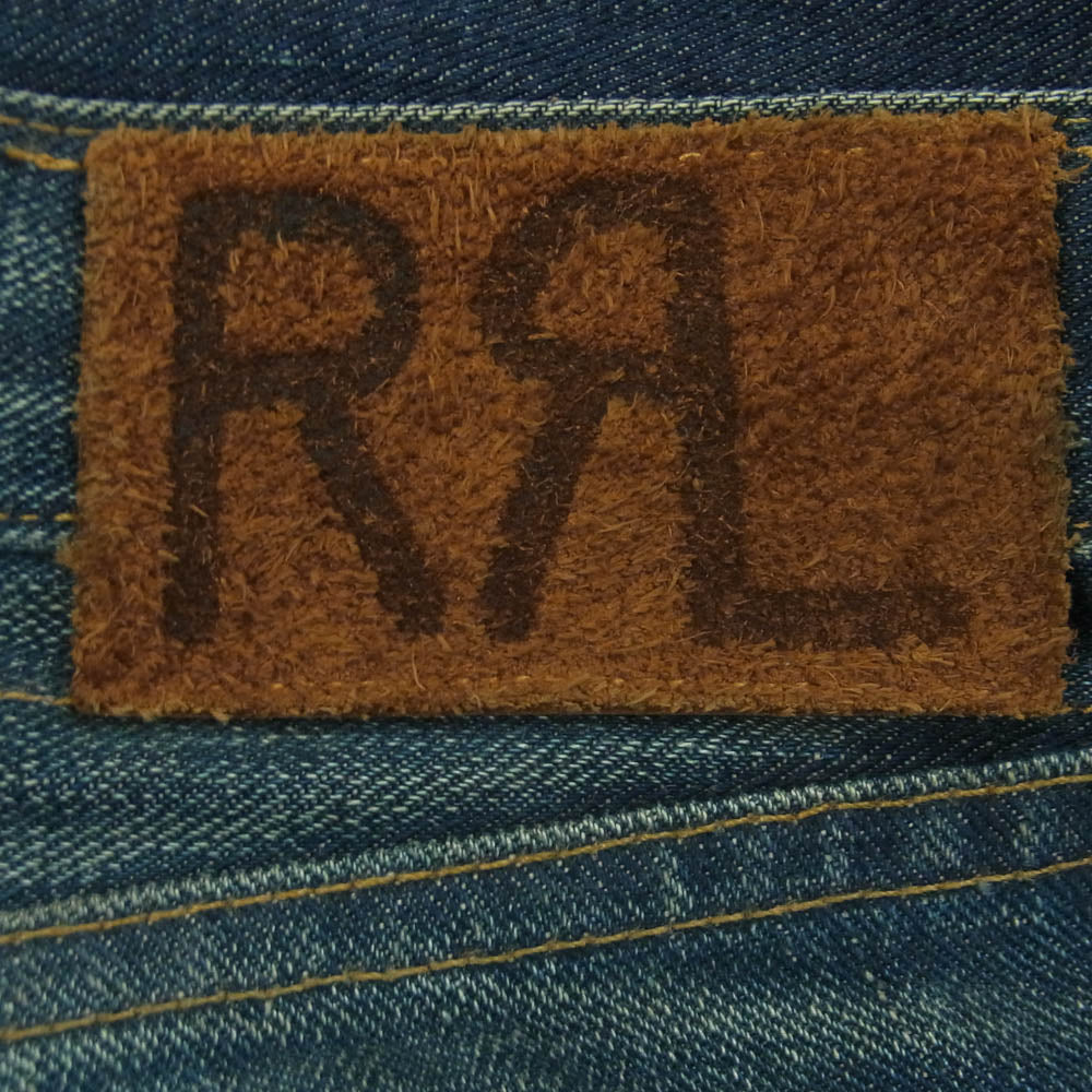 RRL ダブルアールエル ヴィンテージ加工 ロゴ刺繍 デニム パンツ コットン アメリカ製 インディゴブルー系 36 × 32【中古】