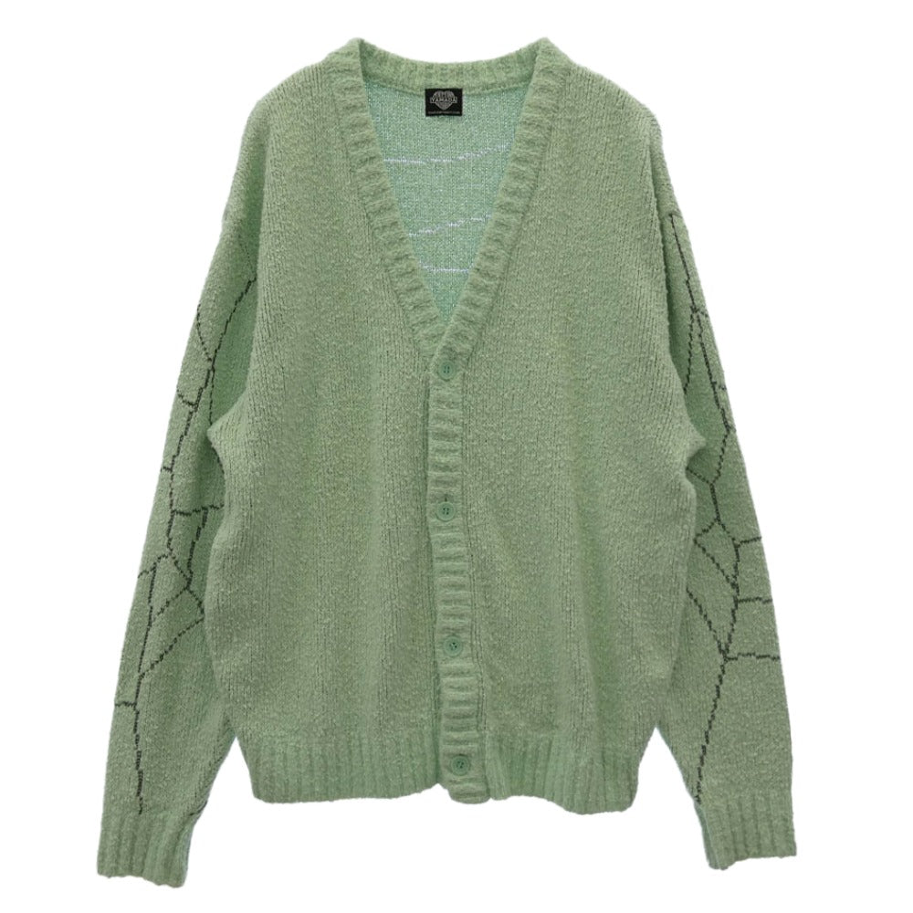 タトゥースタジオヤマダ SPIDERWEB BOUCLE COTTON CARDIGAN スパイダーウェブ ブークレ コットン Vネック カーディガン ライトグリーン系 M【中古】