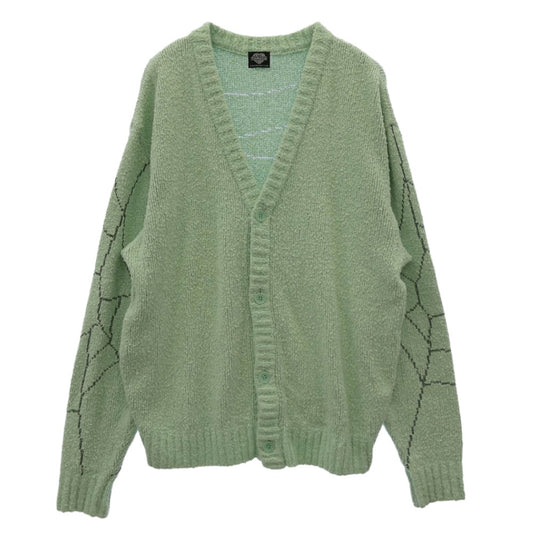 タトゥースタジオヤマダ SPIDERWEB BOUCLE COTTON CARDIGAN スパイダーウェブ ブークレ コットン Vネック カーディガン ライトグリーン系 M【中古】