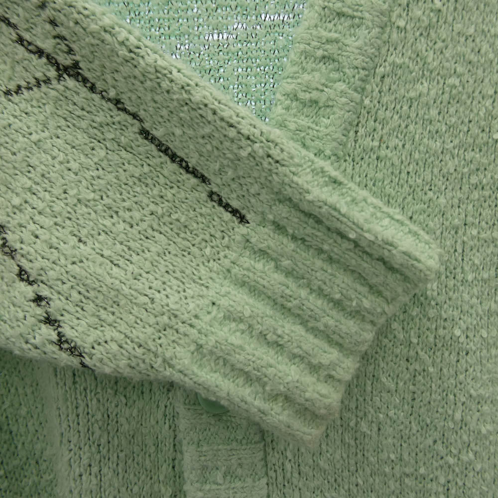 タトゥースタジオヤマダ SPIDERWEB BOUCLE COTTON CARDIGAN スパイダーウェブ ブークレ コットン Vネック カーディガン ライトグリーン系 M【中古】