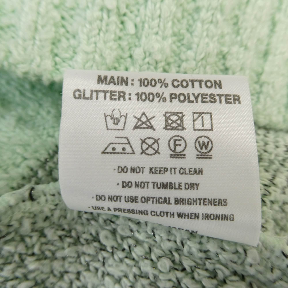 タトゥースタジオヤマダ SPIDERWEB BOUCLE COTTON CARDIGAN スパイダーウェブ ブークレ コットン Vネック カーディガン ライトグリーン系 M【中古】