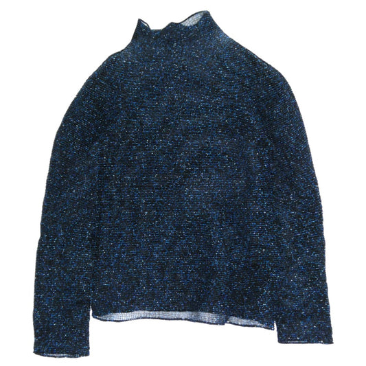 ISSEY MIYAKE イッセイミヤケ MI83FJ501 me ミー ボックスプリーツ 総柄 ボトルネック カットソー 長袖 ネイビー系 FREE【中古】