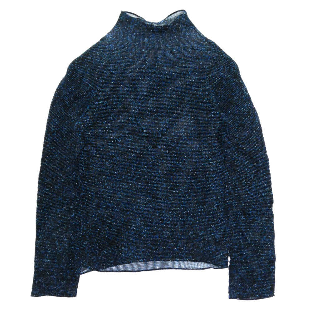 ISSEY MIYAKE イッセイミヤケ MI83FJ501 me ミー ボックスプリーツ 総柄 ボトルネック カットソー 長袖 ネイビー系 FREE【中古】
