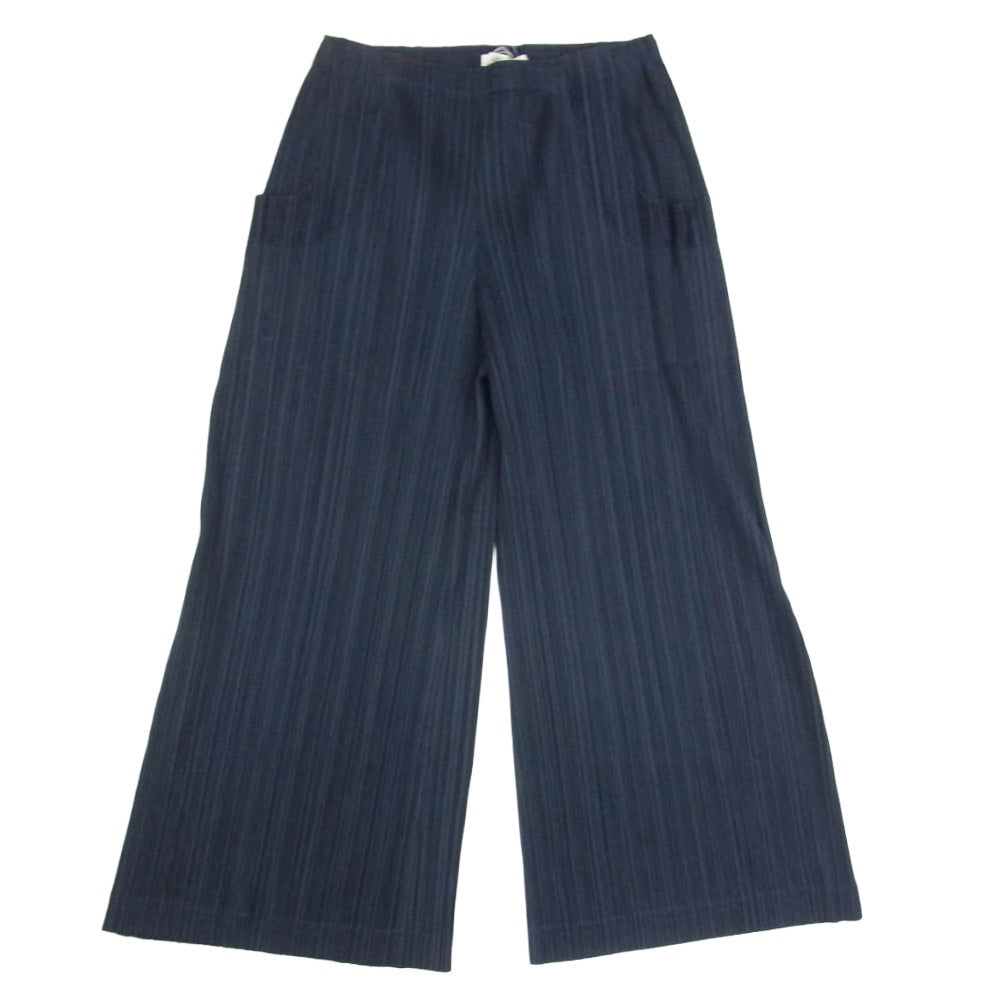 PLEATS PLEASE プリーツプリーズ イッセイミヤケ PP91-JF404 プリーツ加工 クロップド ワイド パンツ ネイビー系 1【中古】