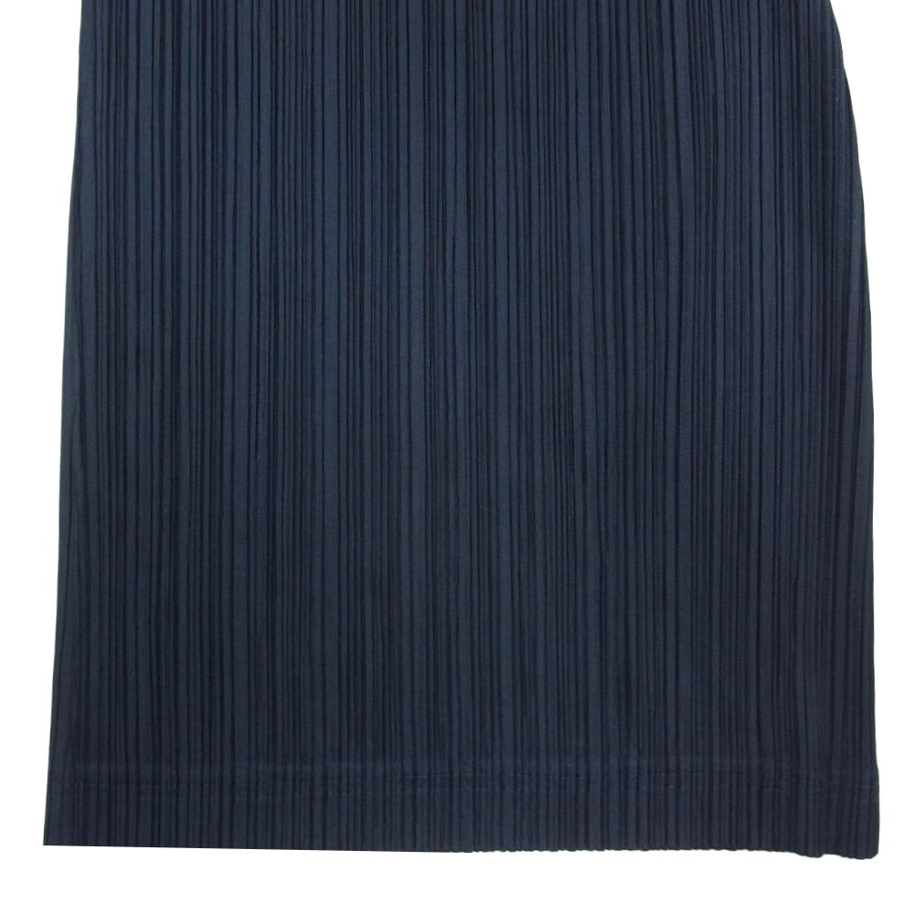 PLEATS PLEASE プリーツプリーズ イッセイミヤケ PP91-JF404 プリーツ加工 クロップド ワイド パンツ ネイビー系 1【中古】