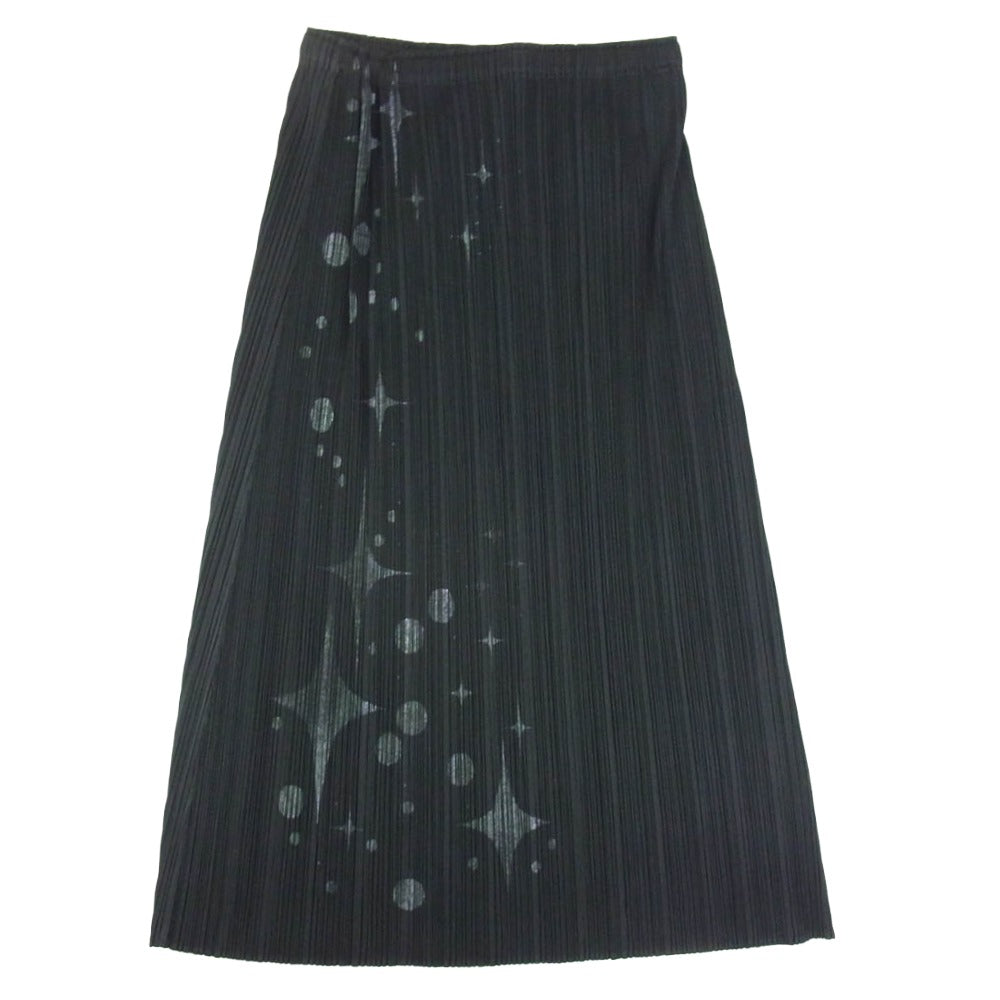 PLEATS PLEASE プリーツプリーズ イッセイミヤケ PP51-JG754 プリーツ加工 星屑 天の川 ミモレ丈 スカート ブラック系 1【中古】