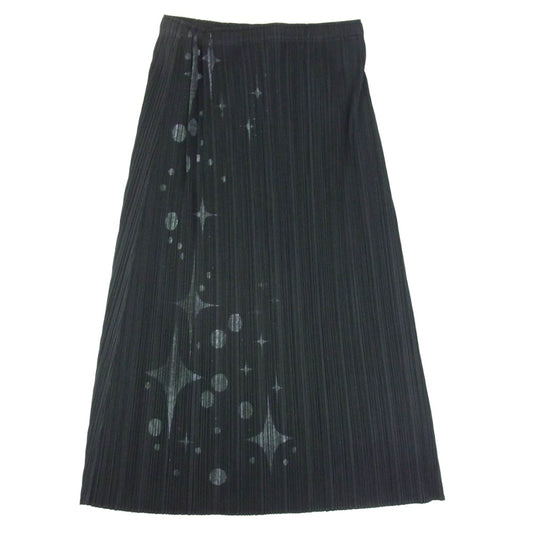 PLEATS PLEASE プリーツプリーズ イッセイミヤケ PP51-JG754 プリーツ加工 星屑 天の川 ミモレ丈 スカート ブラック系 1【中古】
