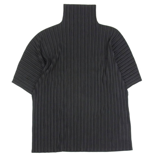 PLEATS PLEASE プリーツプリーズ イッセイミヤケ PP23-FT365 プリーツ加工 ハイネック ドルマンスリーブ 七分袖 チュニック トップス ブラック系 3【中古】