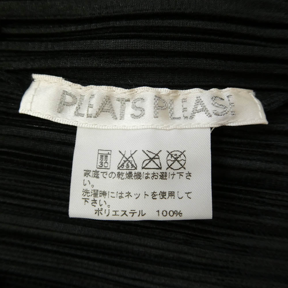 PLEATS PLEASE プリーツプリーズ イッセイミヤケ PP43-JE744 プリーツ加工 ノースリーブ フリンジ ハイネック ブラウス シャツ ブラック系 5【中古】