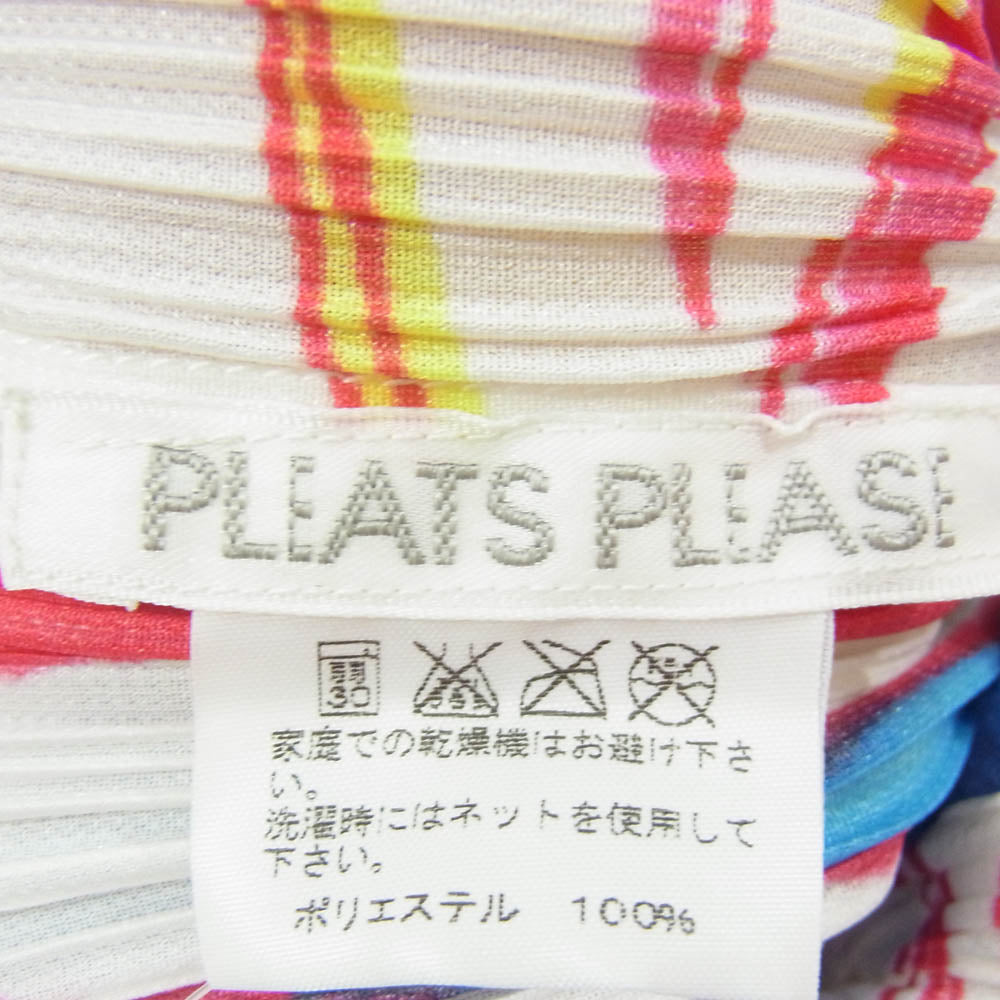 PLEATS PLEASE プリーツプリーズ イッセイミヤケ PP51-JH816 プリーツ加工 総柄 ノースリーブ ワンピース マルチカラー ホワイト系 3【中古】