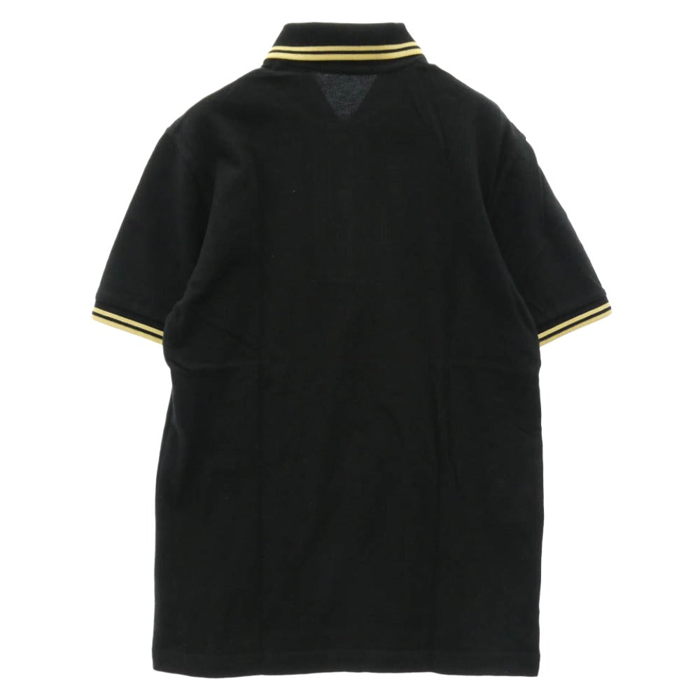 FRED PERRY フレッドペリー ロゴ刺繍 鹿の子 半袖 ポロシャツ ブラック