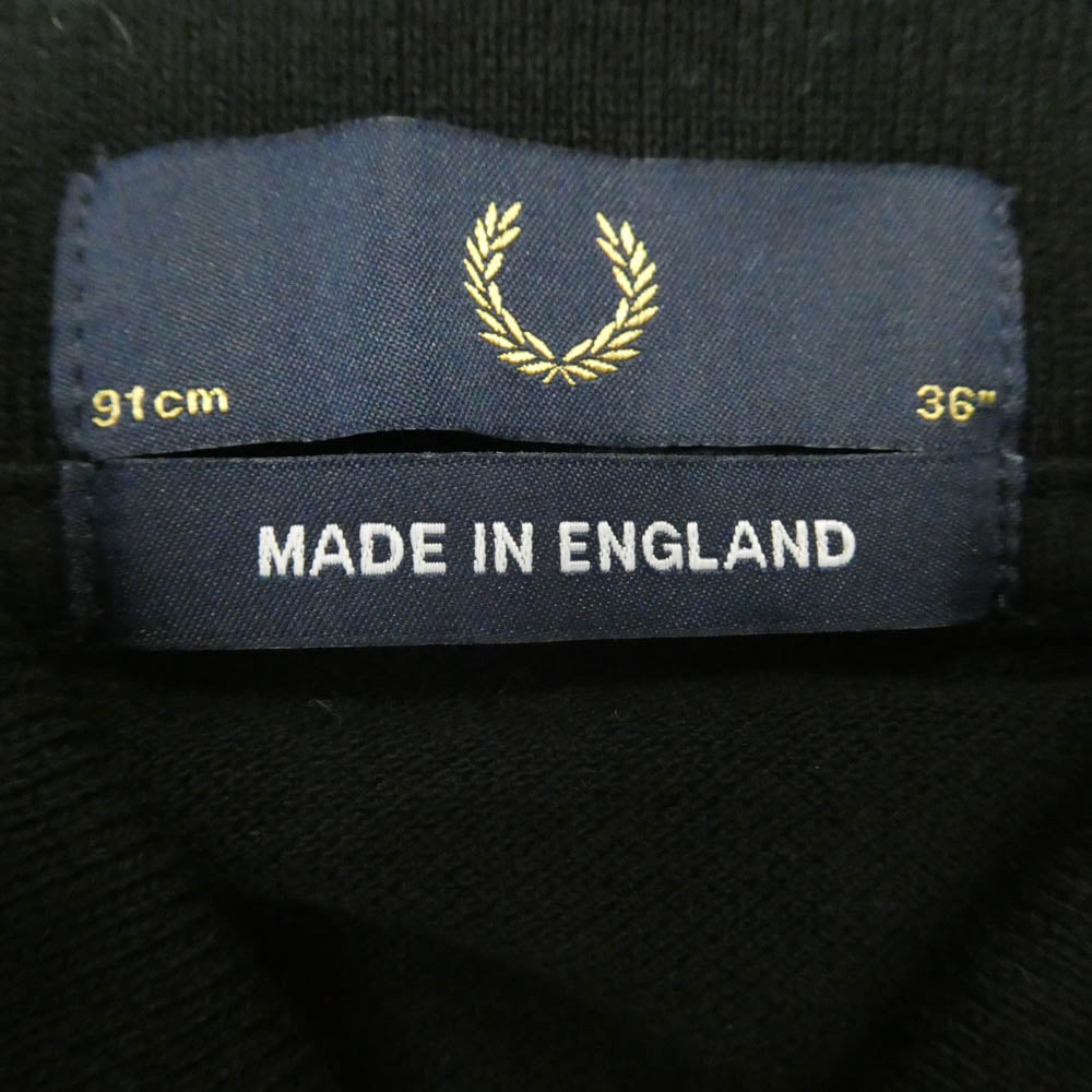 FRED PERRY フレッドペリー ロゴ刺繍 鹿の子 半袖 ポロシャツ ブラック系 36【中古】