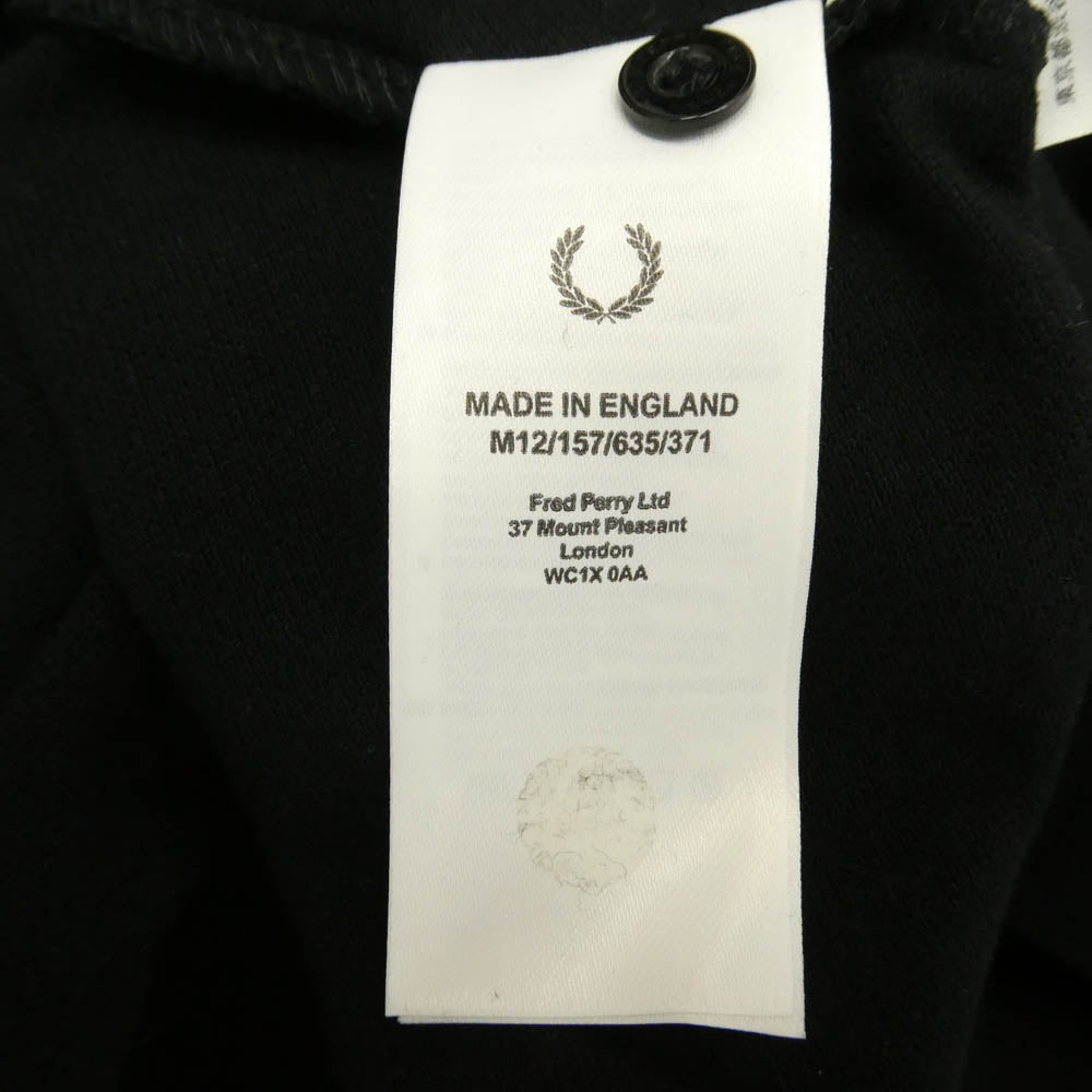 FRED PERRY フレッドペリー ロゴ刺繍 鹿の子 半袖 ポロシャツ ブラック系 36【中古】