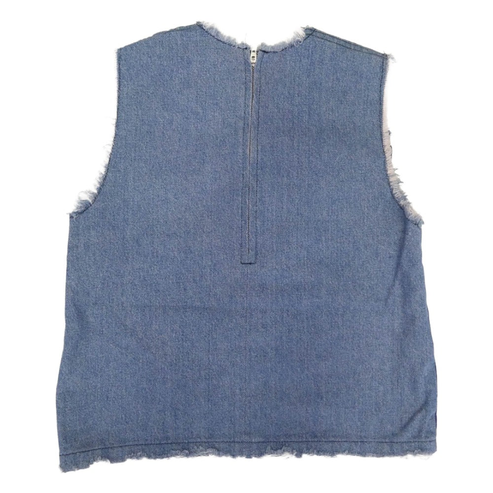 MSGM エムエスジーエム デニム パッチワーク ノースリーブ ベスト インディゴブルー系 40【中古】