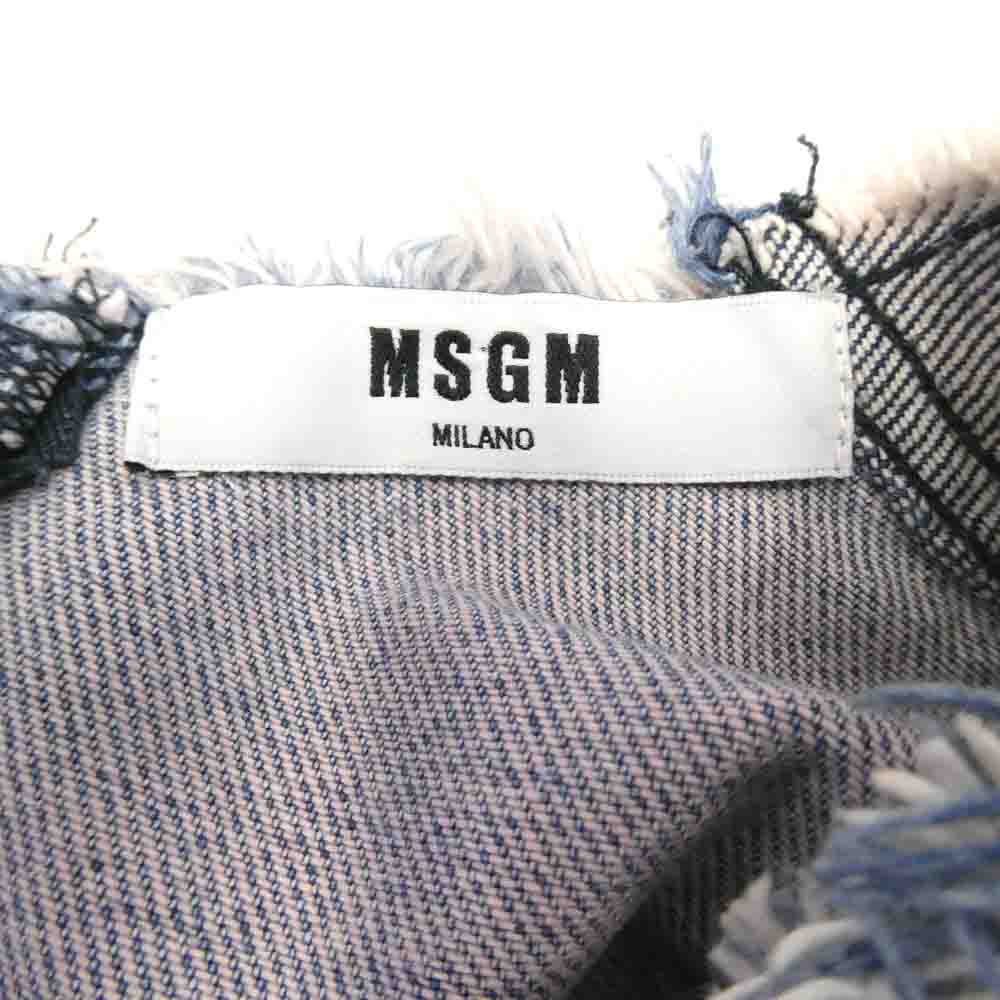 MSGM エムエスジーエム デニム パッチワーク ノースリーブ ベスト インディゴブルー系 40【中古】