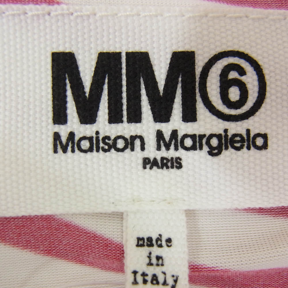 MAISON MARGIELA メゾンマルジェラ S32NC0473 S23028 MM6 エムエムシックス 変形 ボーダー カットソー レッド系 M【中古】