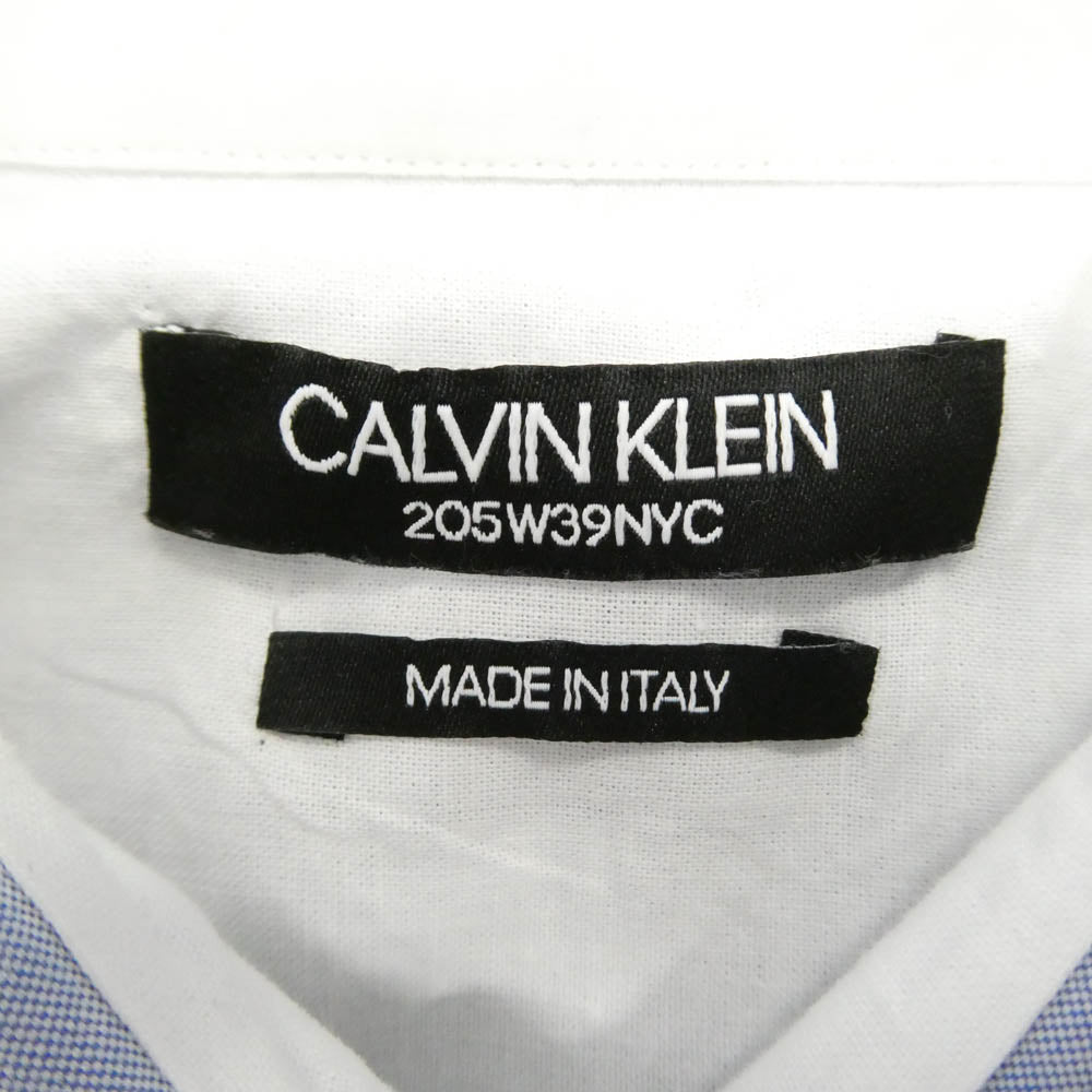CALVIN KLEIN カルバンクライン 205W39NYC イタリア製 バック刺繍 長袖シャツ サックスブルー ライトブルー系 XS【中古】