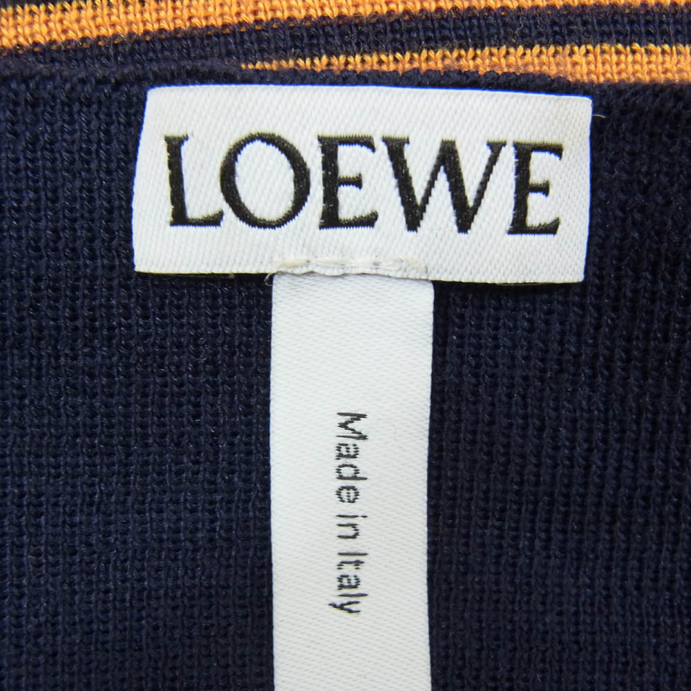 LOEWE ロエベ S3196350VO シルク100％ ストライプ ノースリーブ ニット マキシ ドレス ワンピース オレンジ系 M【中古】