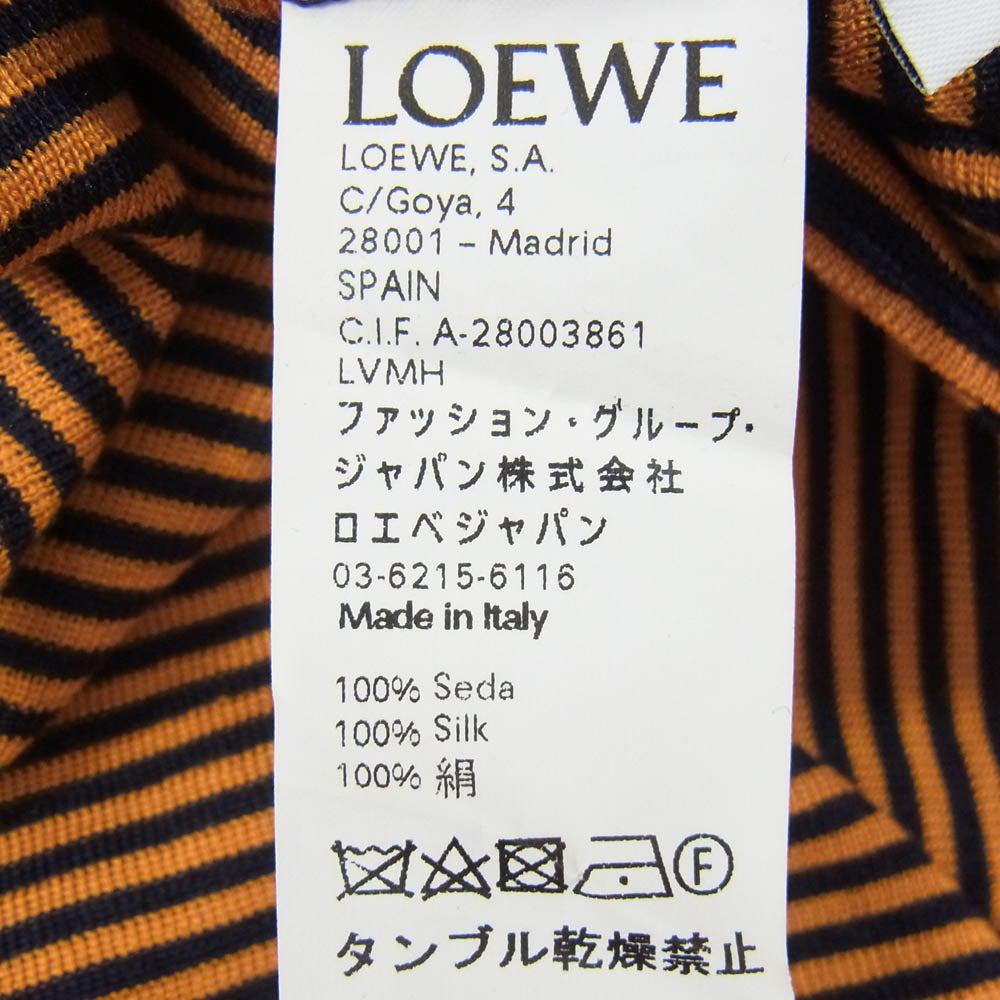 LOEWE ロエベ S3196350VO シルク100％ ストライプ ノースリーブ ニット マキシ ドレス ワンピース オレンジ系 M【中古】