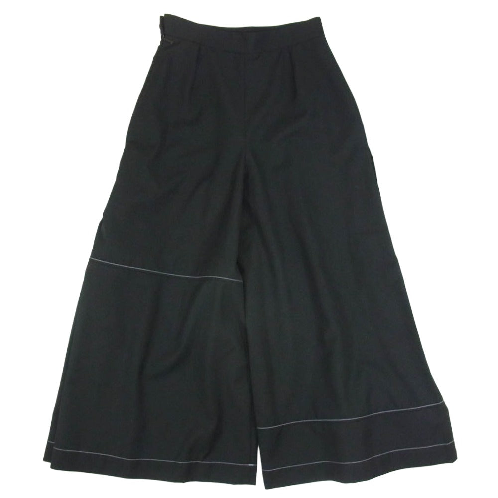 LOEWE ロエベ S2192280FH サイドプリーツ ワンタック ステッチ デザイン切替 ワイド クロップド パンツ ブラック系 32【中古】