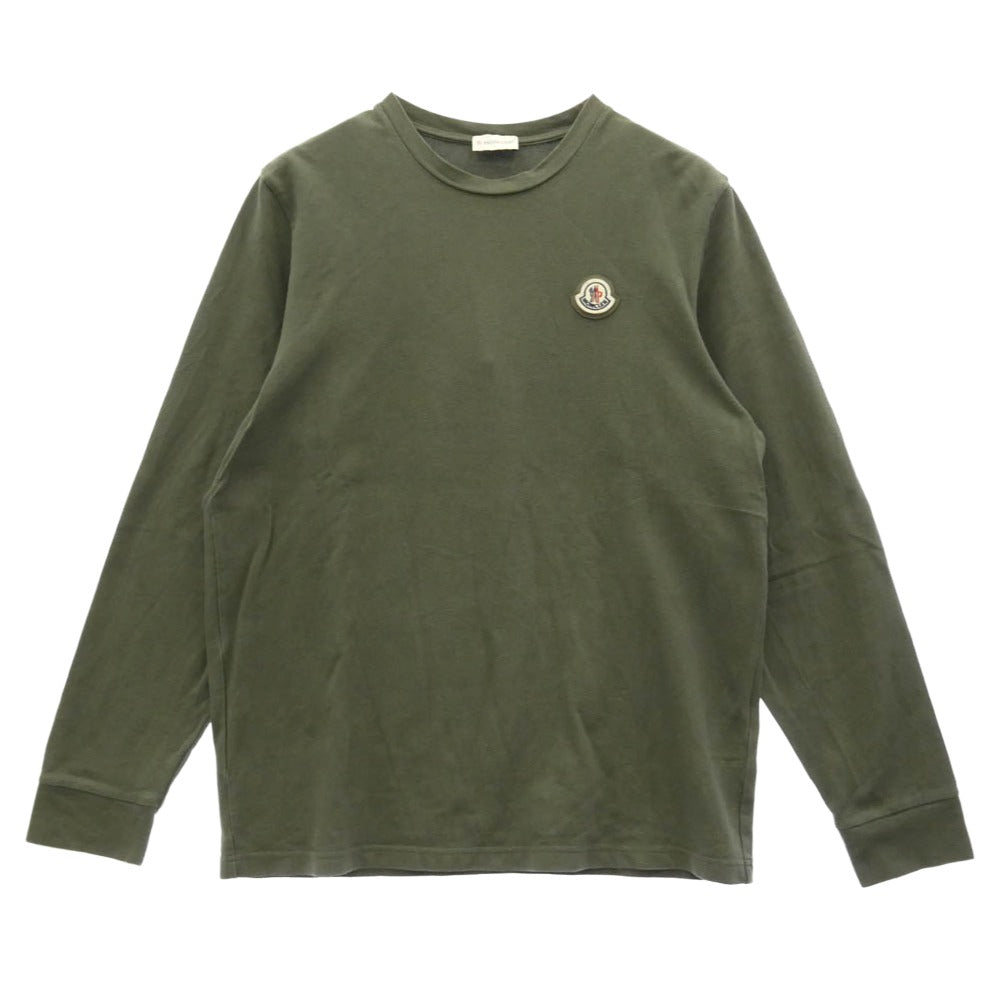 MONCLER モンクレール H20918D00005 LS TSHIRT ロングスリーブ クルーネック ロゴワッペン 長袖 Tシャツ カットソー カーキ カーキ系 M【中古】