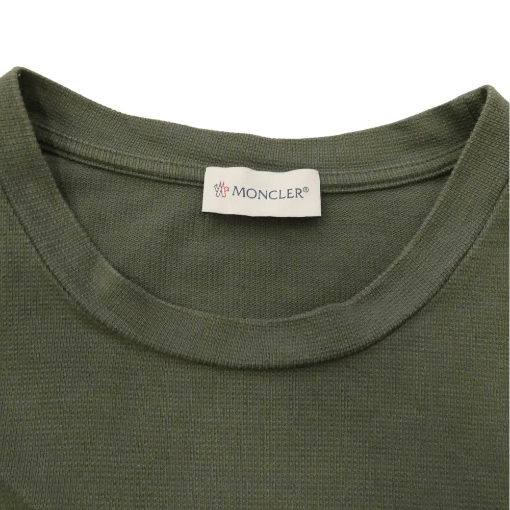 MONCLER モンクレール H20918D00005 LS TSHIRT ロングスリーブ クルーネック ロゴワッペン 長袖 Tシャツ カットソー カーキ カーキ系 M【中古】