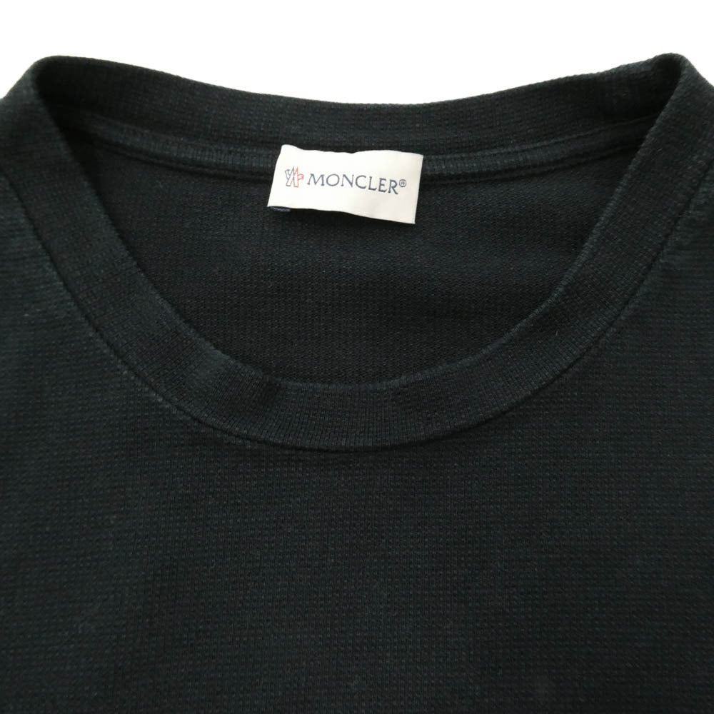 MONCLER モンクレール H20918D00005 LS TSHIRT ロングスリーブ クルーネック ロゴワッペン 長袖 Tシャツ カットソー ブラック ブラック系 M【中古】