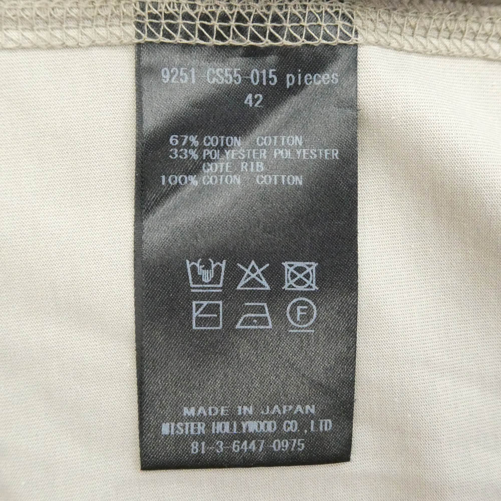 N.HOOLYWOOD エヌハリウッド 25SS 9251-CS55-015 CREW NECK T-SHIRT ミルスペック クルーネック ポケット付き 半袖 Tシャツ グレー系 ＥＸＴＲＡ　ＬＡＲＧＥ【中古】