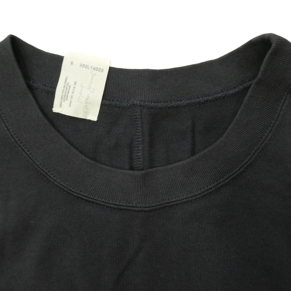 N.HOLLLYWOOD UNDERWEAR エヌハリウッドアンダーウェアー 16-RCH 251 CREW NECK T-SHIRT クルーネック ポケット付き 半袖 Tシャツ ブラック系 44【中古】
