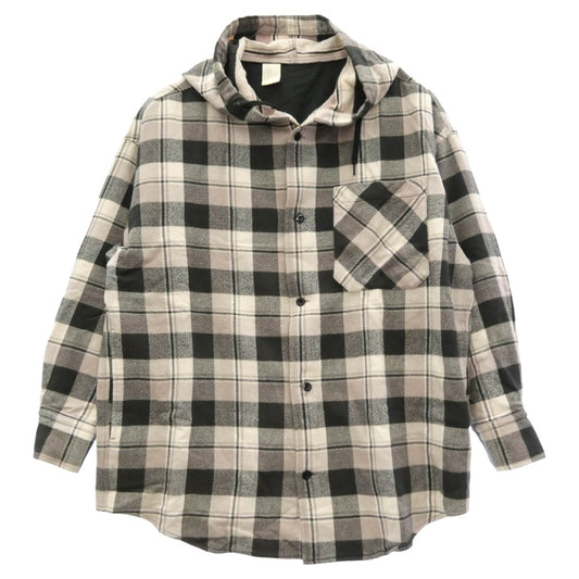 N.HOOLYWOOD エヌハリウッド 21AW 1212-SH51-042 HOODED SHIRT フード付きネルチェックシャツ パーカー ベージュ系 ブラック系 38【中古】