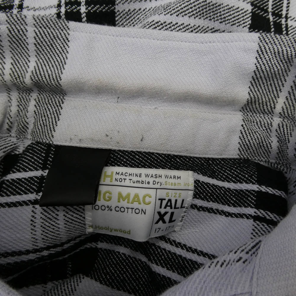 N.HOOLYWOOD エヌハリウッド BIG MAC ビッグマック 25SS 2251-SH4-013 BIG MAC SHIRT ビッグマック チェック 長袖 ネルシャツ ホワイト系 ブラック系 XL【中古】
