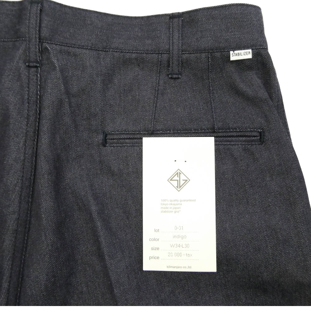 スタビライザー ジーンズ 0-31 1タック ストレート デニムパンツ ジーンズ インディゴブルー系 W34-L30【極上美品】【中古】