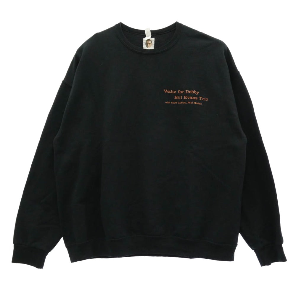 WACKO MARIA ワコマリア Bill Evans waltz for debby CREW NECK SWEAT SHIRT ビル・エヴァンス エンブロイダリー クルーネック スウェット トレーナー ブラック系 XXL【中古】