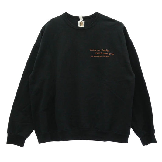 WACKO MARIA ワコマリア Bill Evans waltz for debby CREW NECK SWEAT SHIRT ビル・エヴァンス エンブロイダリー クルーネック スウェット トレーナー ブラック系 XXL【中古】